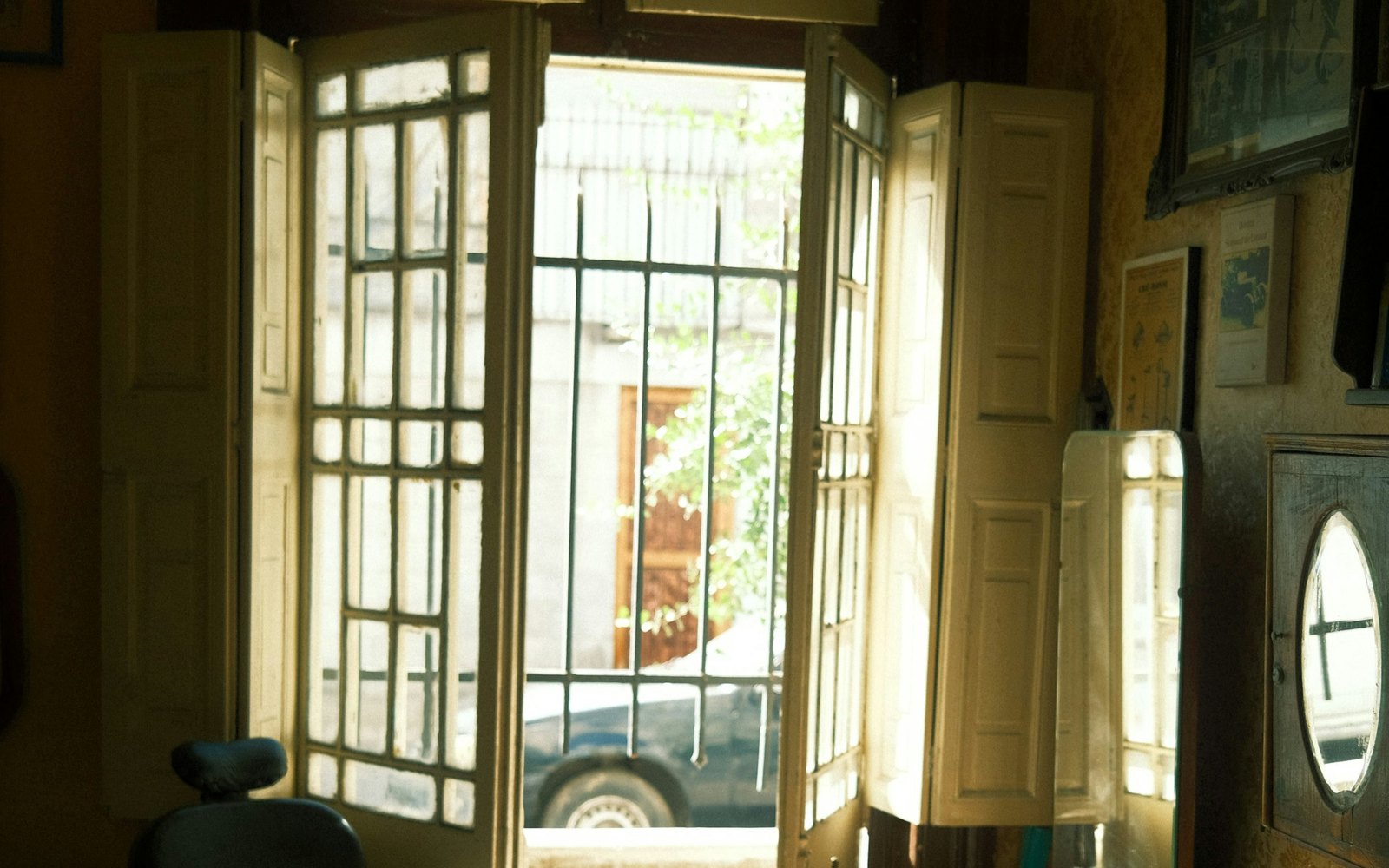 The room, and the light coming in through the door